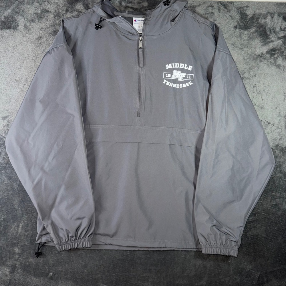 Mens Large Champion MTSU Windbreaker Middle Tennessee State 1/4 Zip Jacket